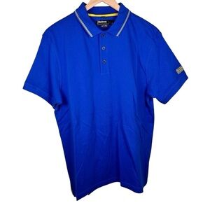 Barbour Size Large Polo Blue Cotton Preppy Golf Office Work